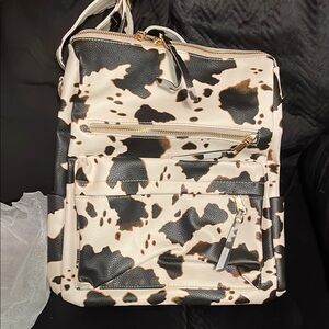 Stylish Black and White Cow Print backpack